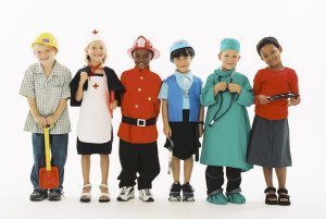 Children in occupational costumes